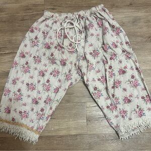 Floral Print Bloomers with Fringe Hem